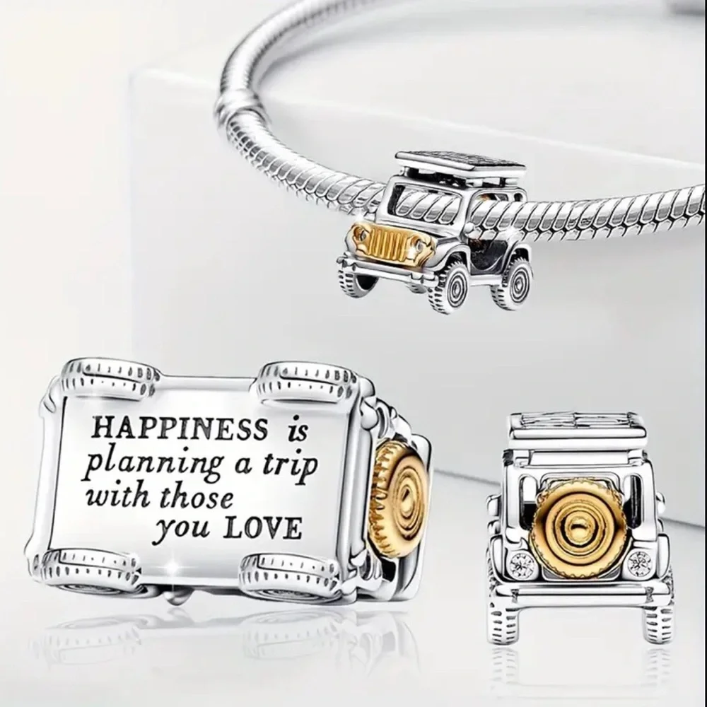 Elegant Sterling Silver and Gold Jeep Charm